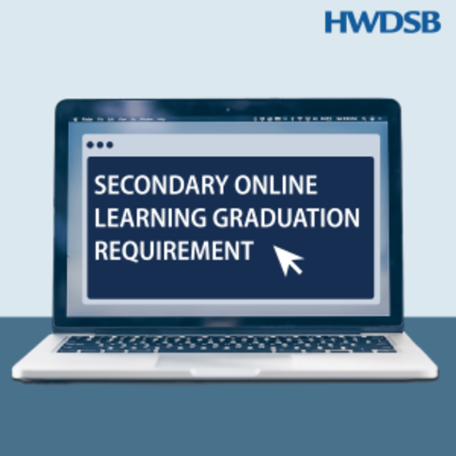 Laptop with Secondary Online Learning Requirement on screen
